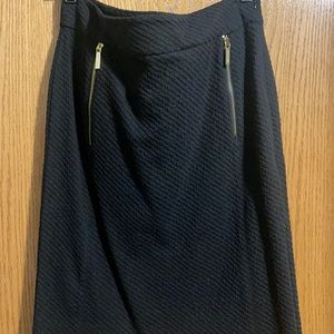New Michael Kors Black Pencil Skirt With Gold Zippers Size Large